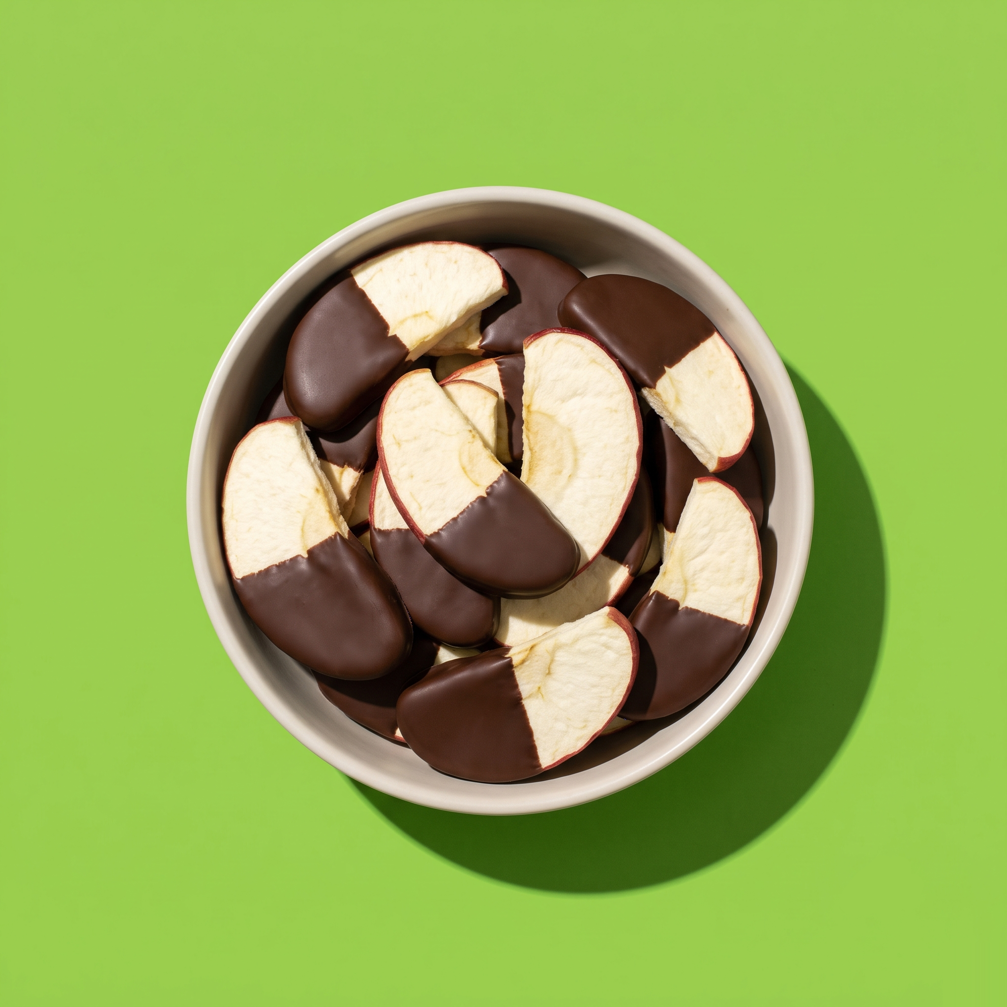 Chocolate half-dipped apple slices