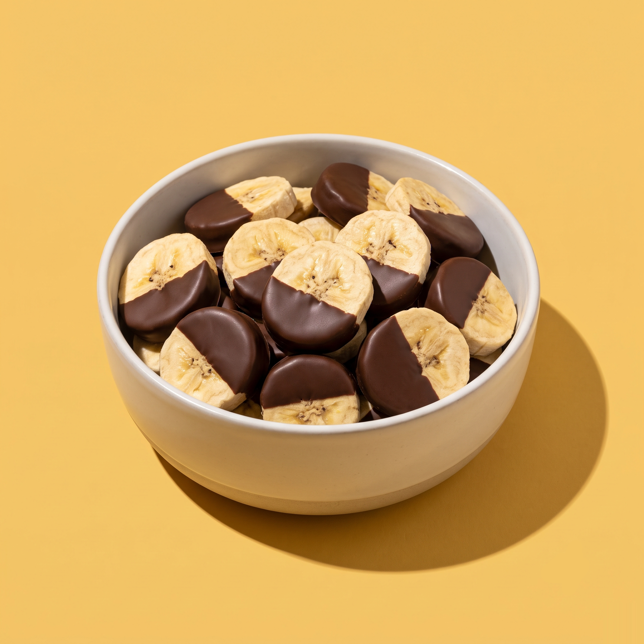 Chocolate half-dipped banana slices