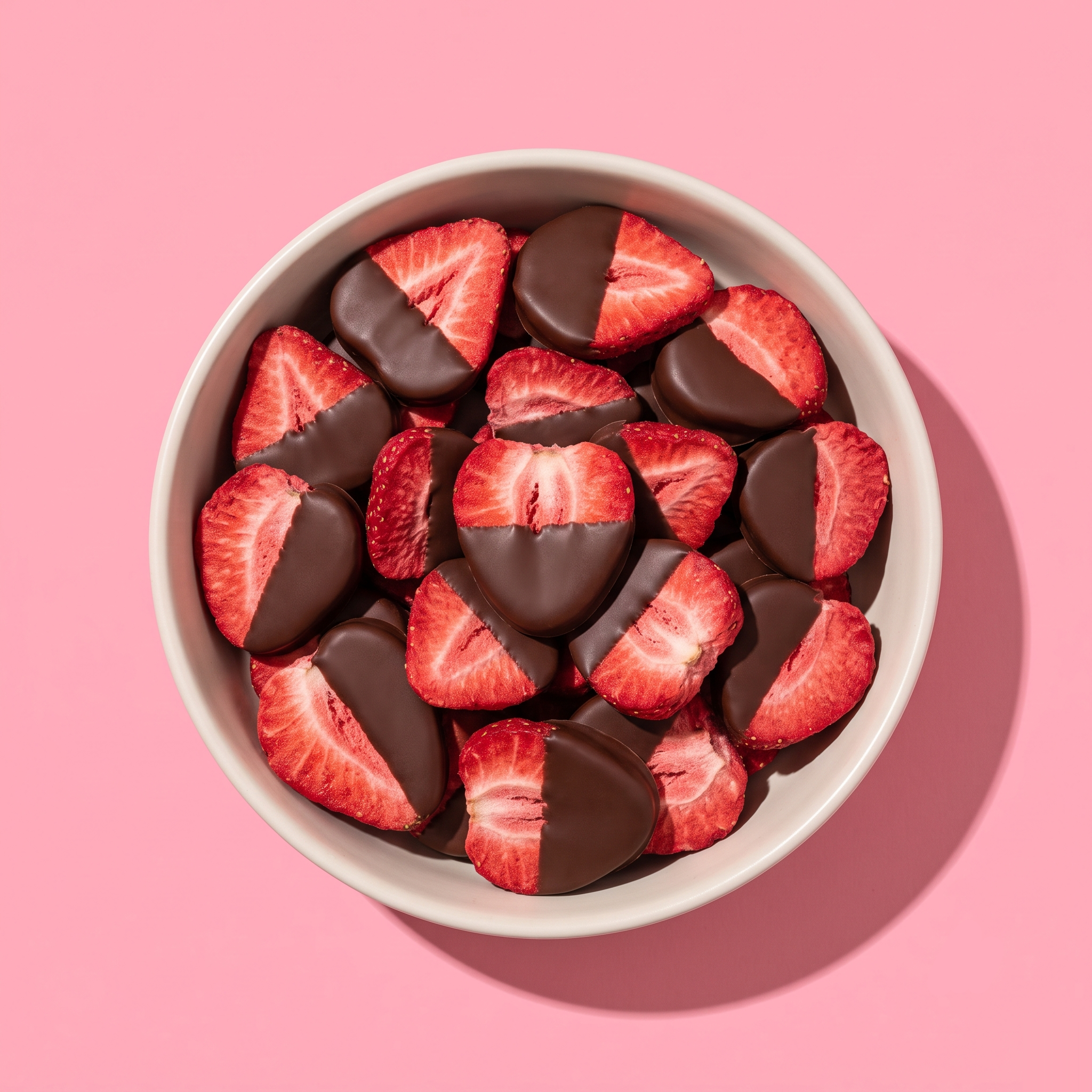 Chocolate half-dipped strawberry slices